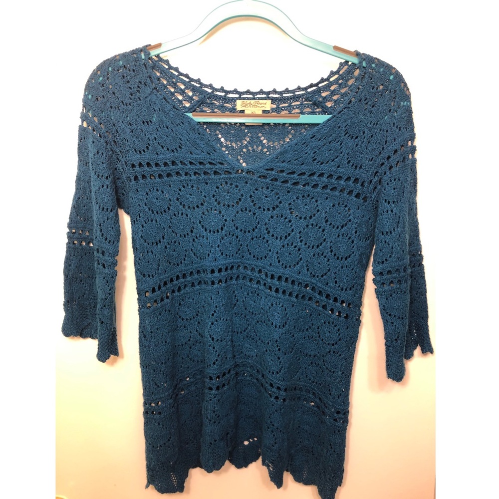 Lucky Brand Turquoise Crochet Top